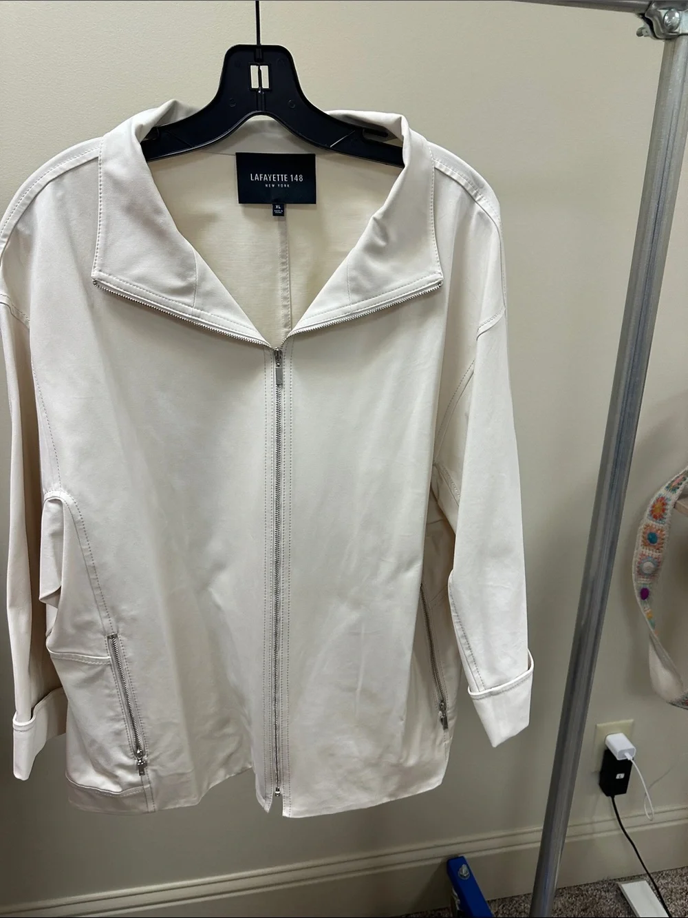 Lafayette 148 New York Off-White Utility Zip Jacket